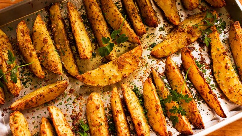 Baked Garlic and Parmesan Potato Wedges - Easy Meals with Video Recipes by Chef Joel Mielle - RECIPE30